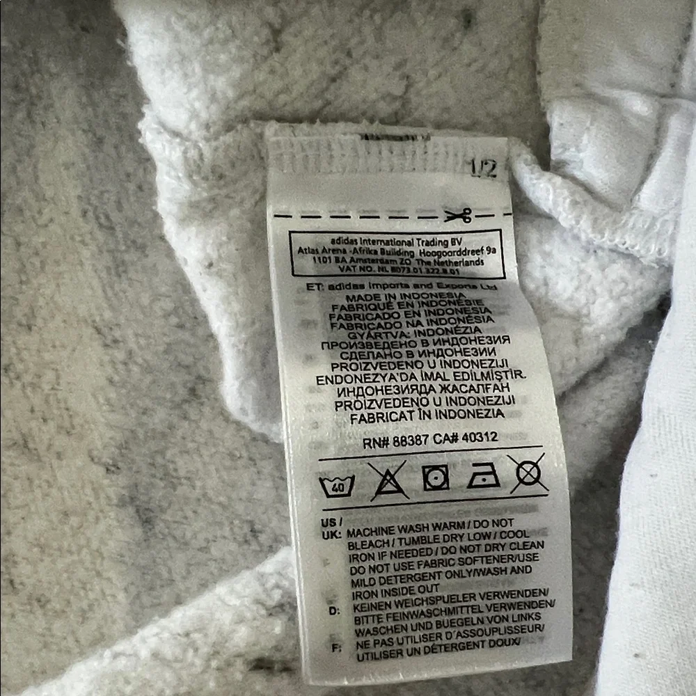 Adidas Heathered White Hoodie with Black Logo - Picture 6 of 7